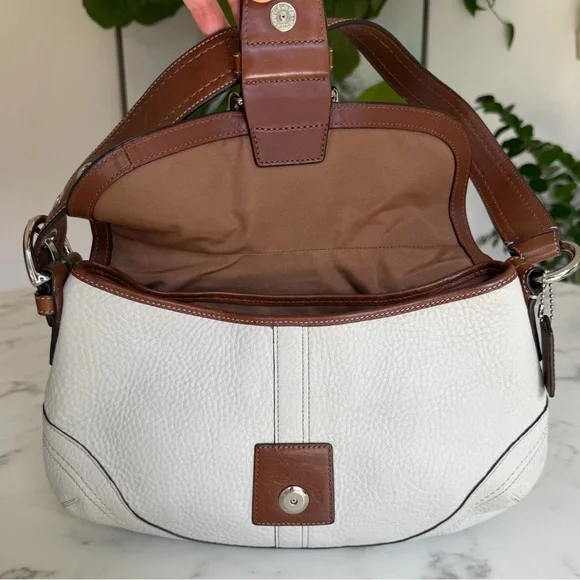 COACH Y2K Vintage Soho Medium Buckle Leather Shoulder Bag F12301 Cream Brown - Picture 9 of 16